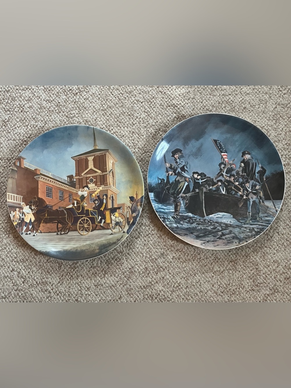Collectible Decorative Dinner Plate - Blue and Brown Historical Scene